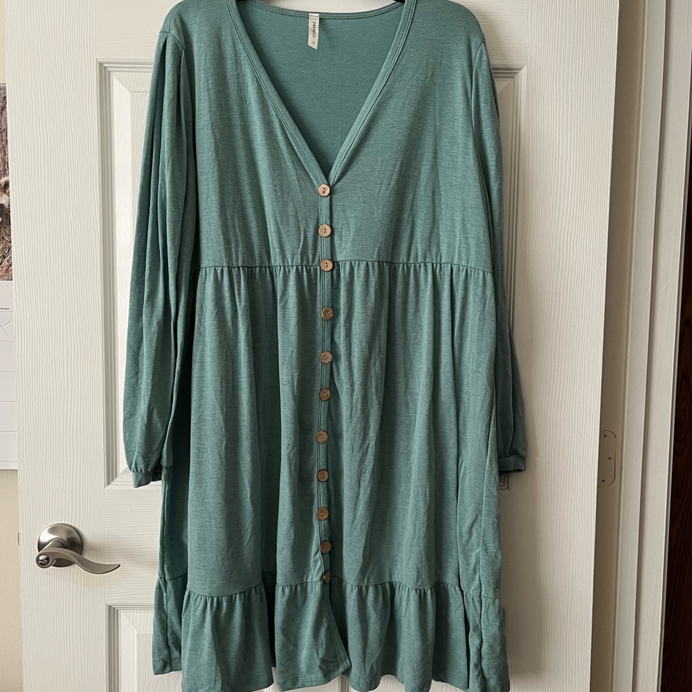 Emerald Teal Long Sleeve Dress